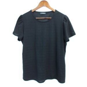 Rafaella Women's Black Eyelet Detail Short Sleeve Top Blouse Size L /‎ #1068